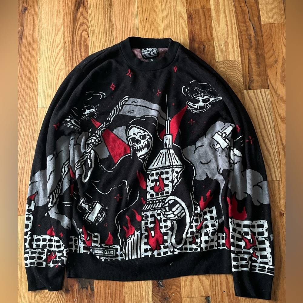 Lurking Class grim reaper knitted sweater